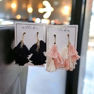 Ettika tassel and 18K Gold Day Dreamer Earrings 2 pairs NEW Boho
